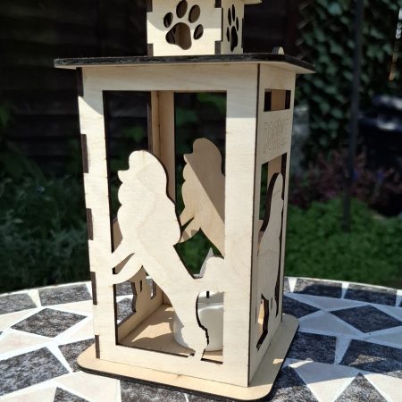 Personalised Dog Memorial Tea Light Lantern, Engraved Wooden Pet Remembrance