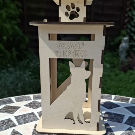 Personalised Dog Memorial Tea Light Lantern, Engraved Wooden Pet Remembrance