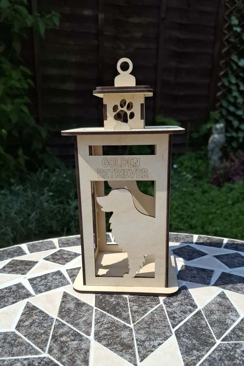 Personalised Dog Memorial Tea Light Lantern, Engraved Wooden Pet Remembrance