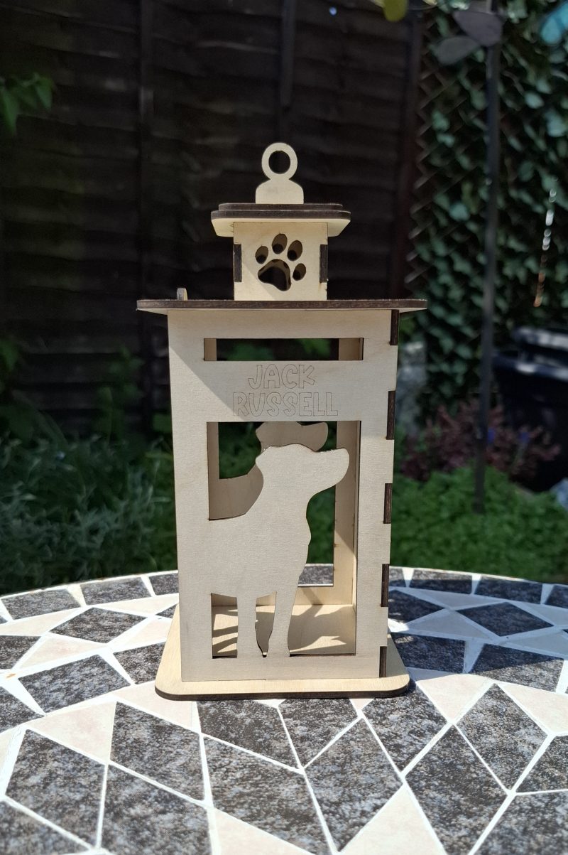 Personalised Dog Memorial Tea Light Lantern, Engraved Wooden Pet Remembrance