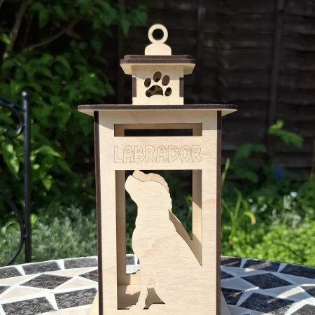 Personalised Dog Memorial Tea Light Lantern, Engraved Wooden Pet Remembrance