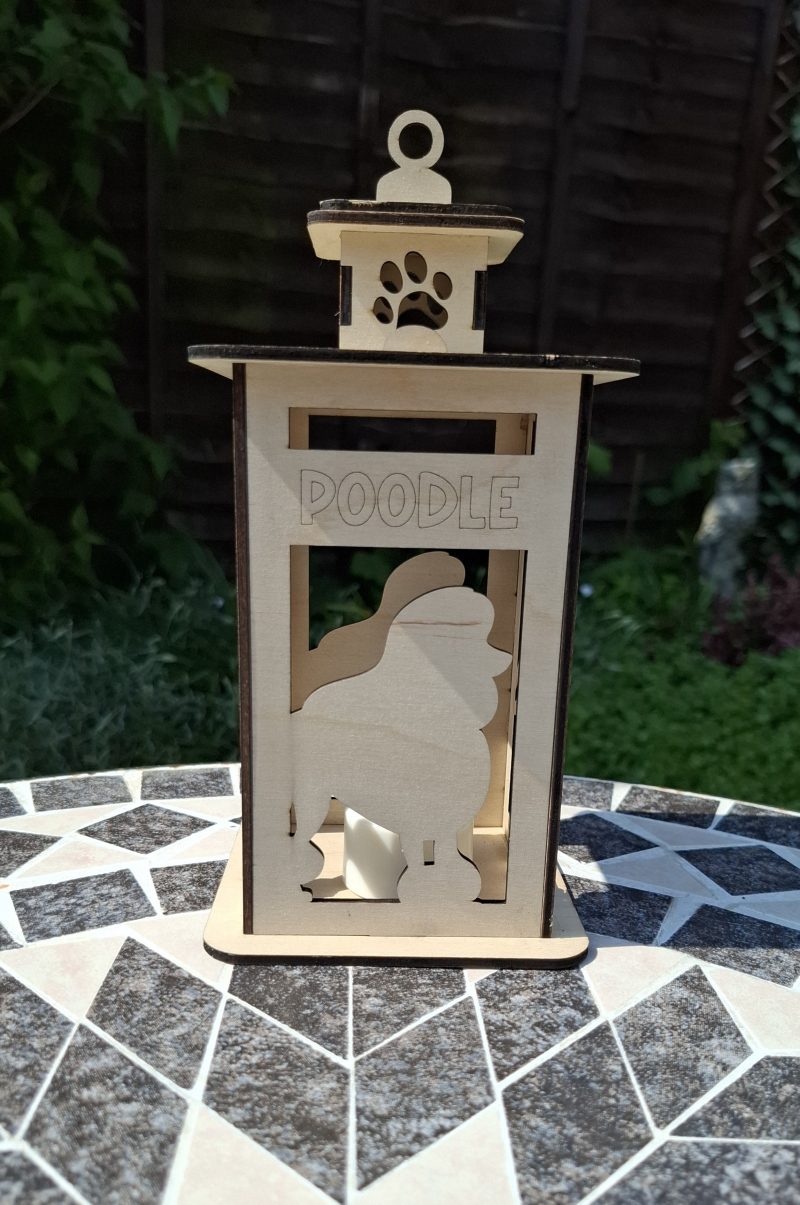 Personalised Dog Memorial Tea Light Lantern, Engraved Wooden Pet Remembrance