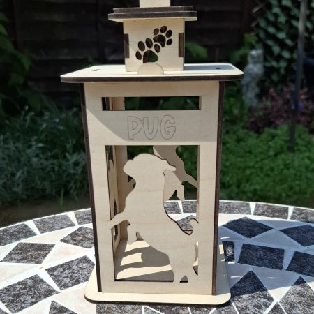Personalised Dog Memorial Tea Light Lantern, Engraved Wooden Pet Remembrance