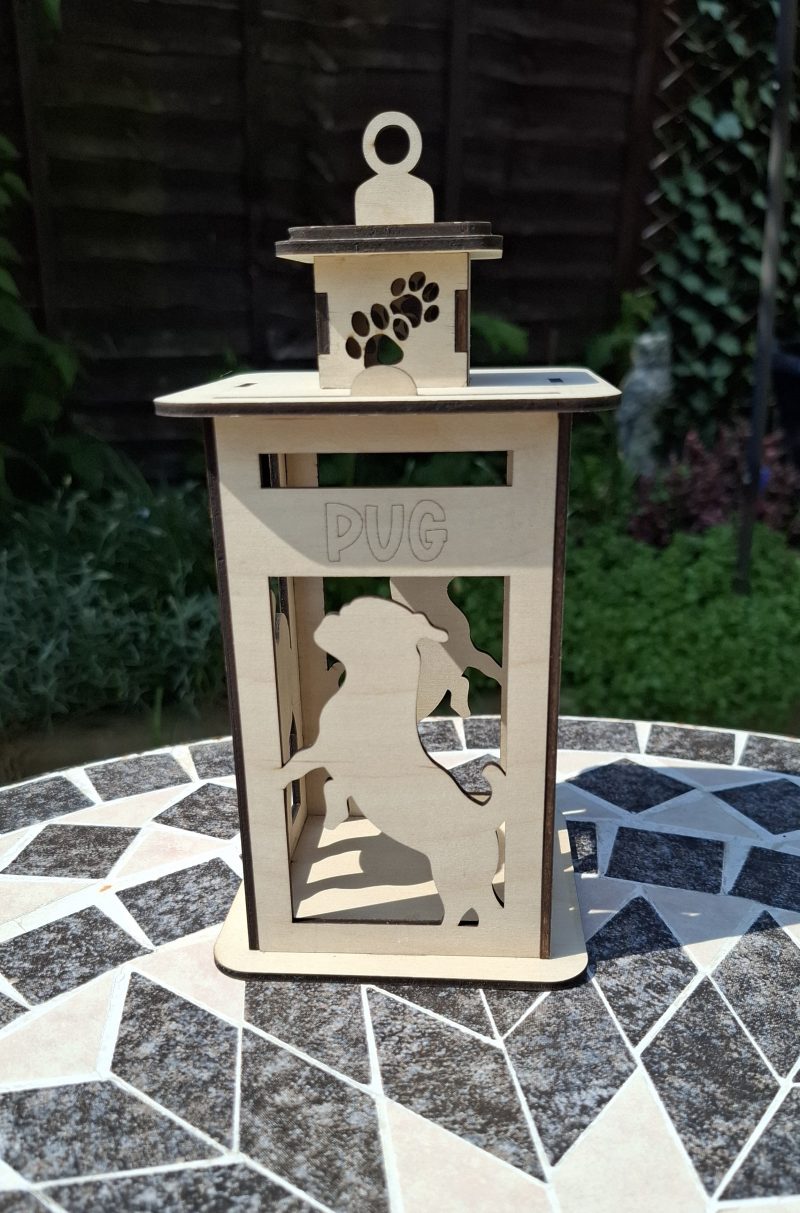Personalised Dog Memorial Tea Light Lantern, Engraved Wooden Pet Remembrance