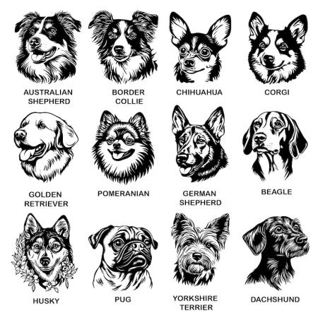 Engraved Dog Breed Coaster Set, Wooden Table Drinks Mat, Housewarming Present.