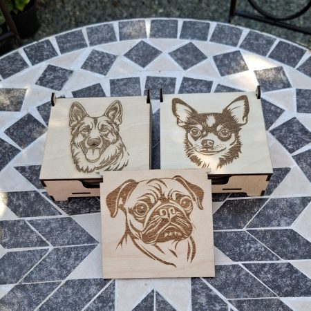Engraved Dog Breed Coaster Set, Wooden Table Drinks Mat, Housewarming Present.