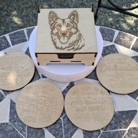 Engraved Dog Breed Coaster Set, Wooden Table Drinks Mat, Housewarming Present.