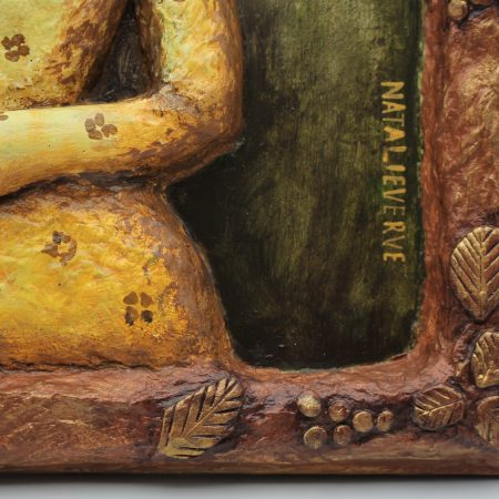 OOAK 3D Relief Portrait Lila Sunkeeper, Paper Clay Sculpture, 30x42 cm Warm Vintage Wall Art