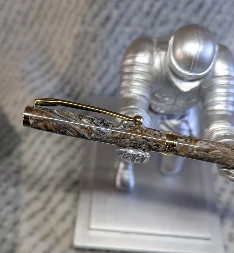 Hand turned acrylic slimline ballpoint pen