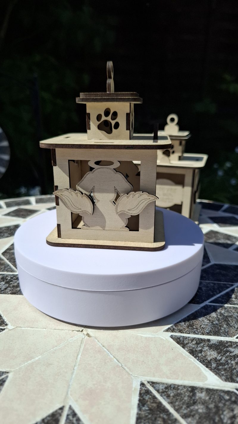 Personalised Dog Wooden Memorial Lantern – Engraved Pet Bereavement Keepsake