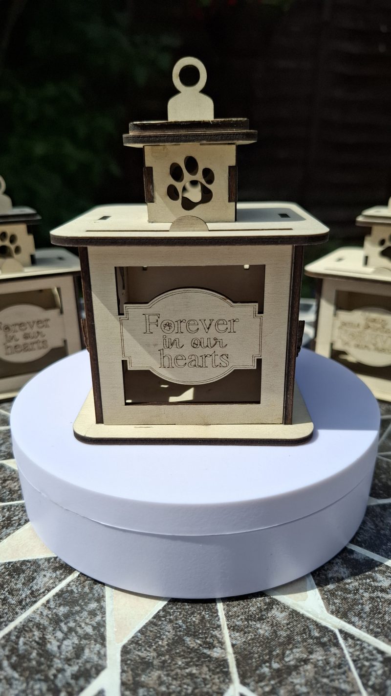 Personalised Dog Wooden Memorial Lantern – Engraved Pet Bereavement Keepsake