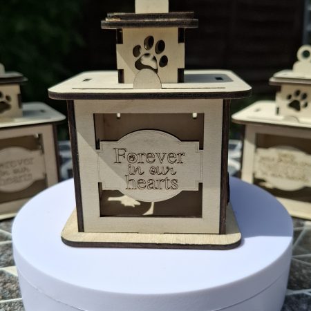 Personalised Dog Wooden Memorial Lantern – Engraved Pet Bereavement Keepsake