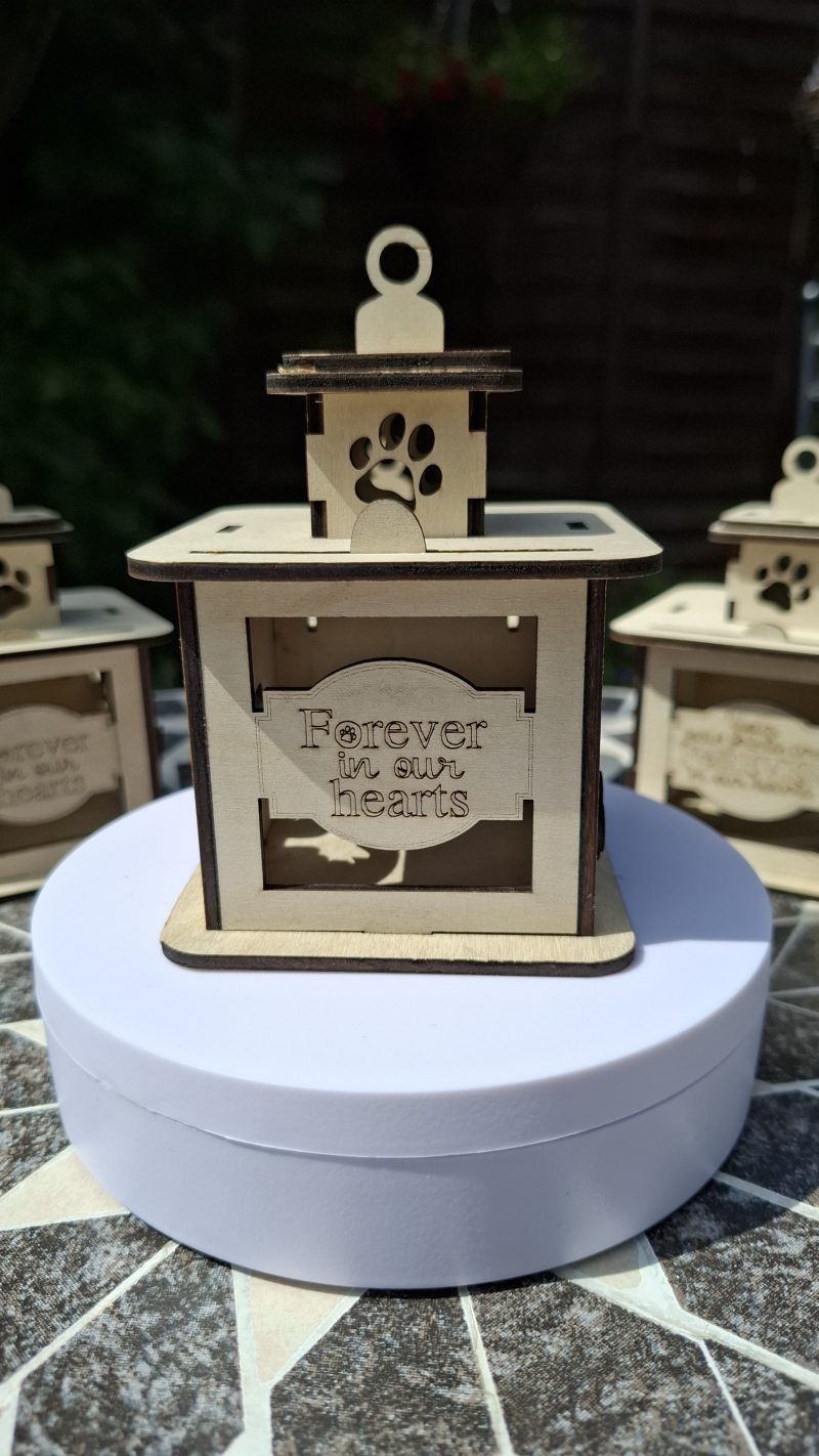 Personalised Dog Wooden Memorial Lantern – Engraved Pet Bereavement Keepsake