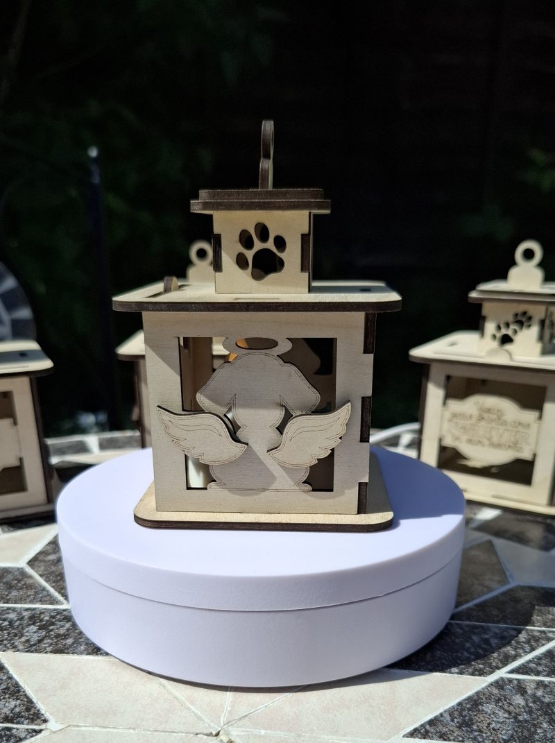 Personalised Dog Wooden Memorial Lantern – Engraved Pet Bereavement Keepsake