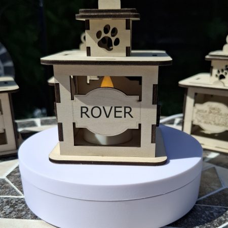 Personalised Dog Wooden Memorial Lantern – Engraved Pet Bereavement Keepsake