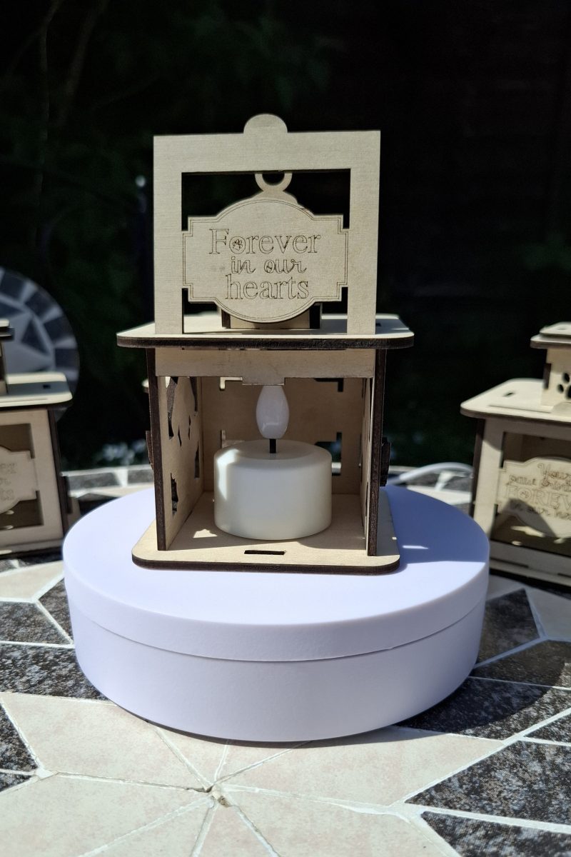 Personalised Dog Wooden Memorial Lantern – Engraved Pet Bereavement Keepsake