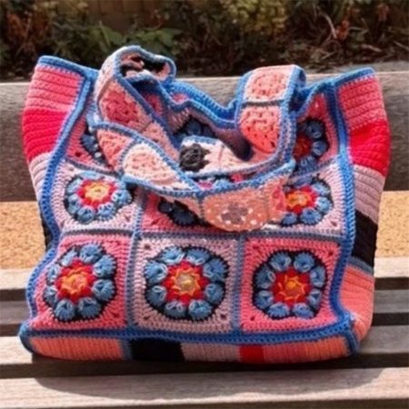 Handmade Rustic Floral Cotton Tote Bag - Recycled Lining