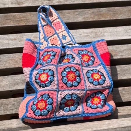 Handmade Rustic Floral Cotton Tote Bag - Recycled Lining