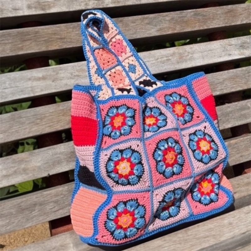 Handmade Rustic Floral Cotton Tote Bag - Recycled Lining