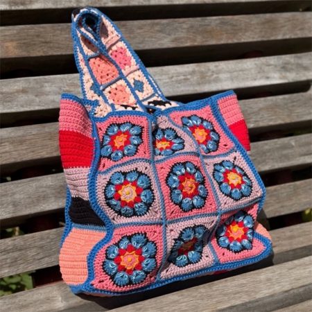 Handmade Rustic Floral Cotton Tote Bag - Recycled Lining