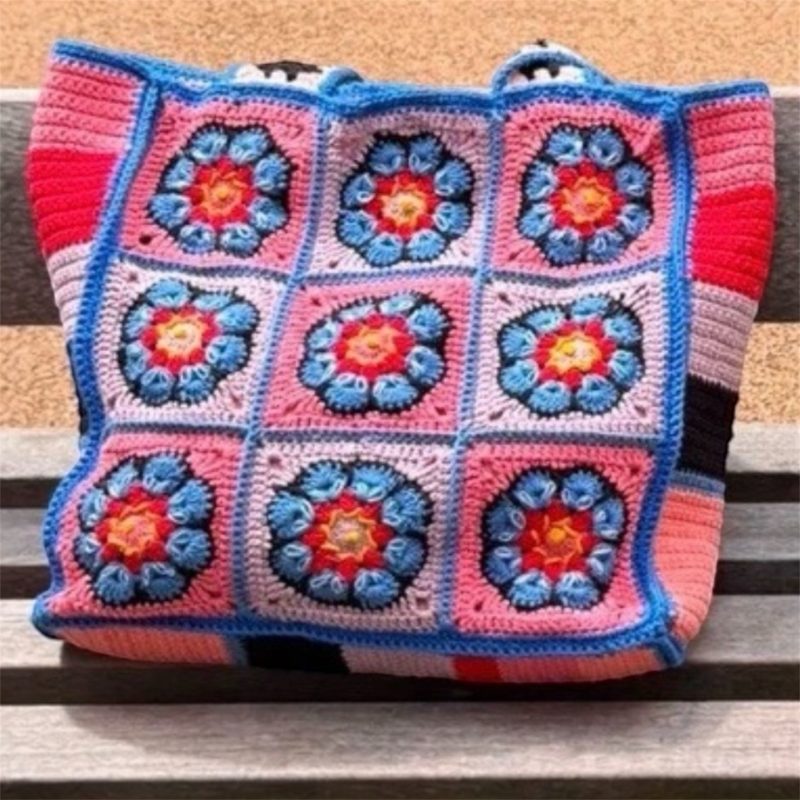 Handmade Rustic Floral Cotton Tote Bag - Recycled Lining