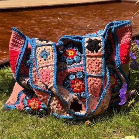 Handmade Rustic Floral Cotton Tote Bag - Recycled Lining