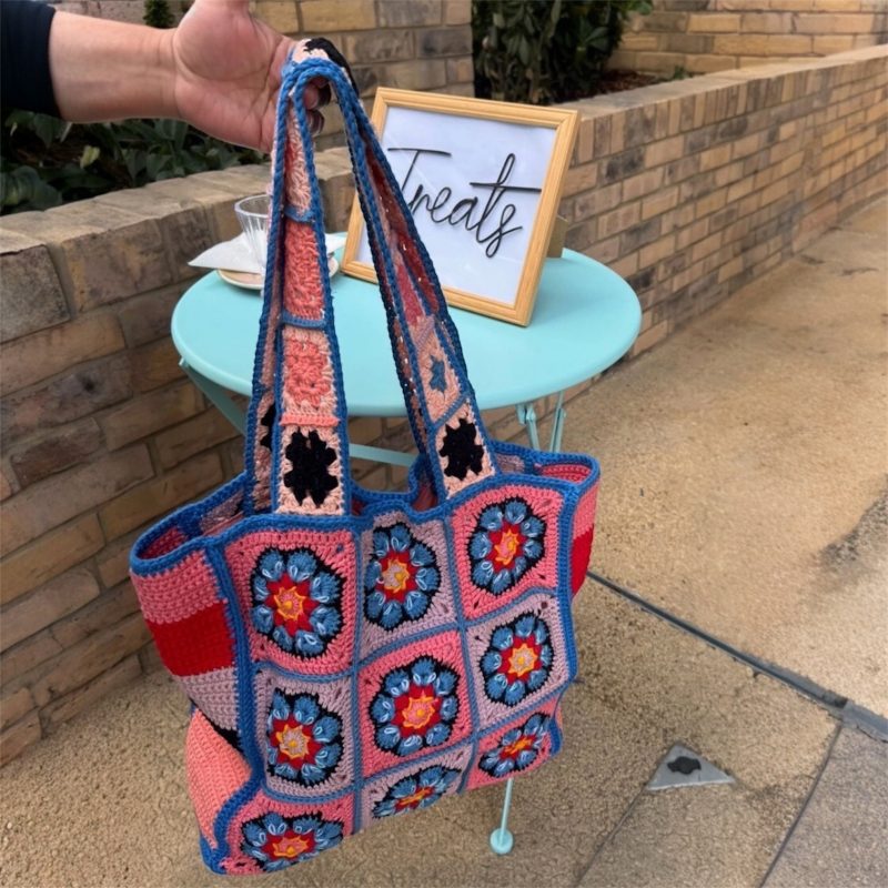 Handmade Rustic Floral Cotton Tote Bag - Recycled Lining
