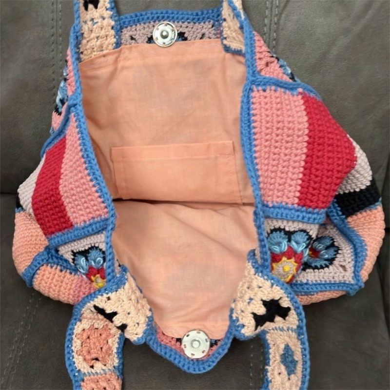 Handmade Rustic Floral Cotton Tote Bag - Recycled Lining