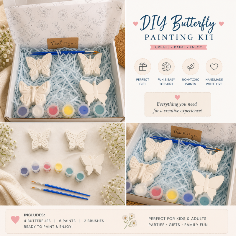 Butterflies Plaster Painting Kit for Kids