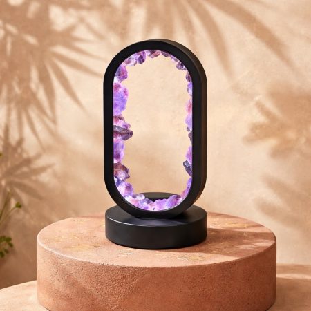 Small oval crystal ring light – Amethyst 20cm high usb powered