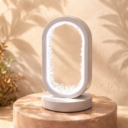 Small oval crystal ring light – Rose Quartz 20cm high usb powered