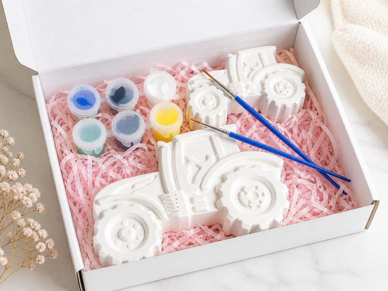 Kids Paint-Your-Own Plaster Tractor Set – Creative Craft Kit