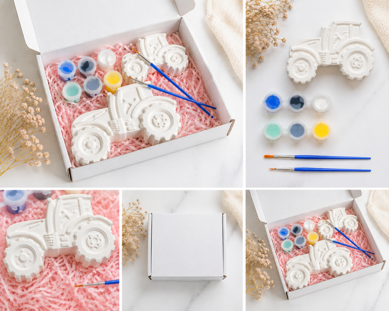 Kids Paint-Your-Own Plaster Tractor Set – Creative Craft Kit