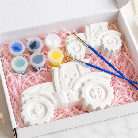 Kids Paint-Your-Own Plaster Tractor Set – Creative Craft Kit