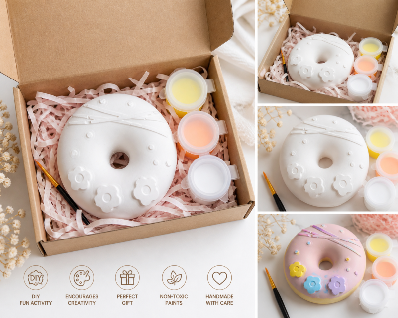 Paint-Your-Own Donut Craft Kit – DIY Kids Painting Set