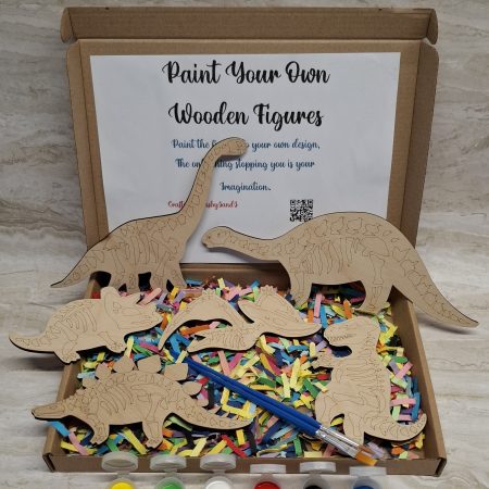Wooden Dinosaur Craft Kit, Paint Your Own, DIY Painting, Wooden Cut-Outs