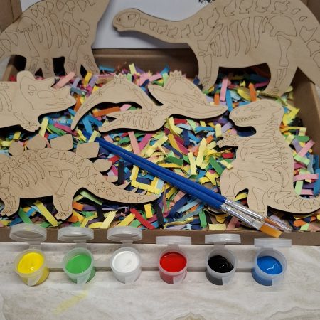Wooden Dinosaur Craft Kit, Paint Your Own, DIY Painting, Wooden Cut-Outs