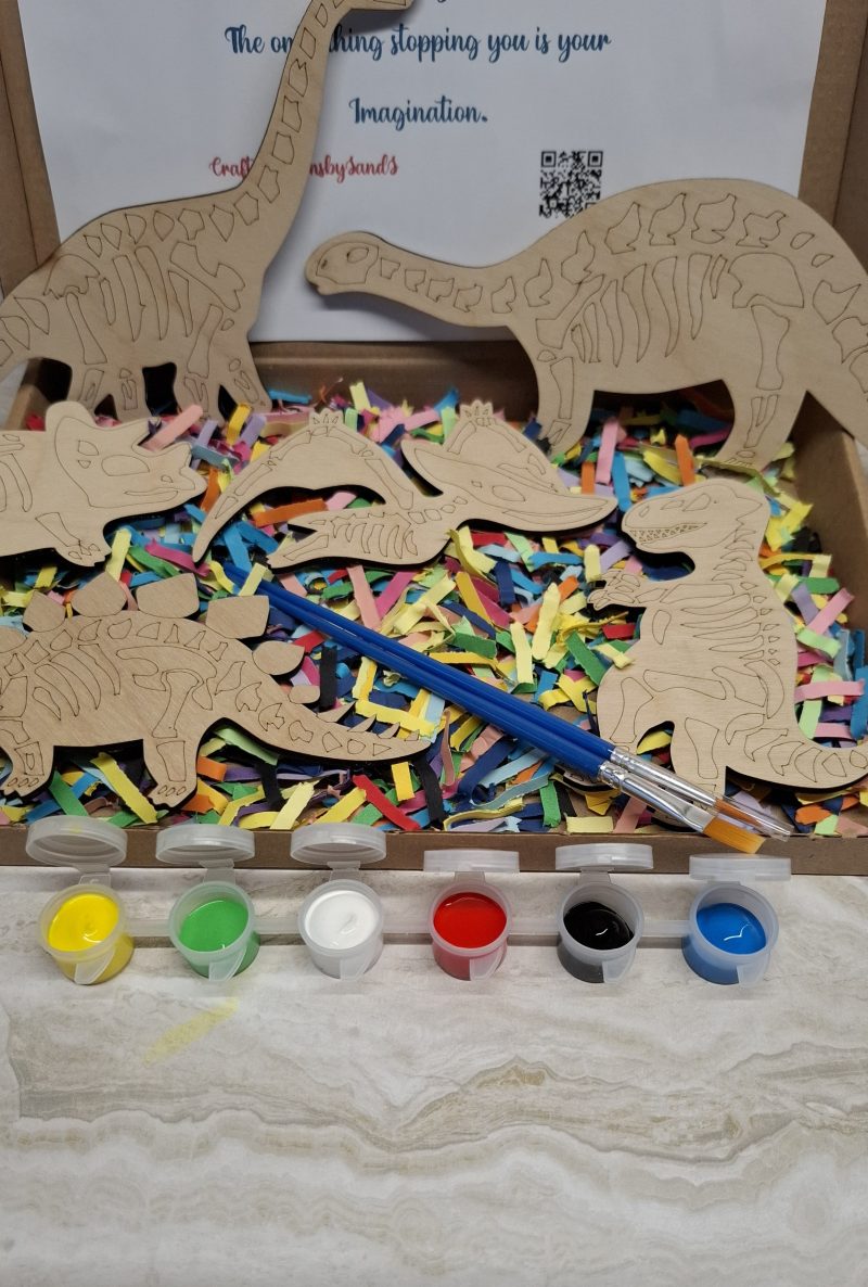 Wooden Dinosaur Craft Kit, Paint Your Own, DIY Painting, Wooden Cut-Outs