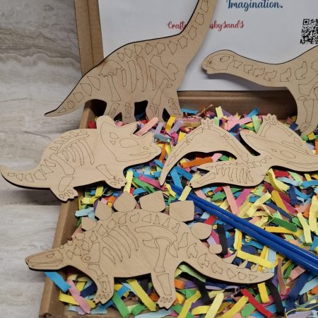 Wooden Dinosaur Craft Kit, Paint Your Own, DIY Painting, Wooden Cut-Outs