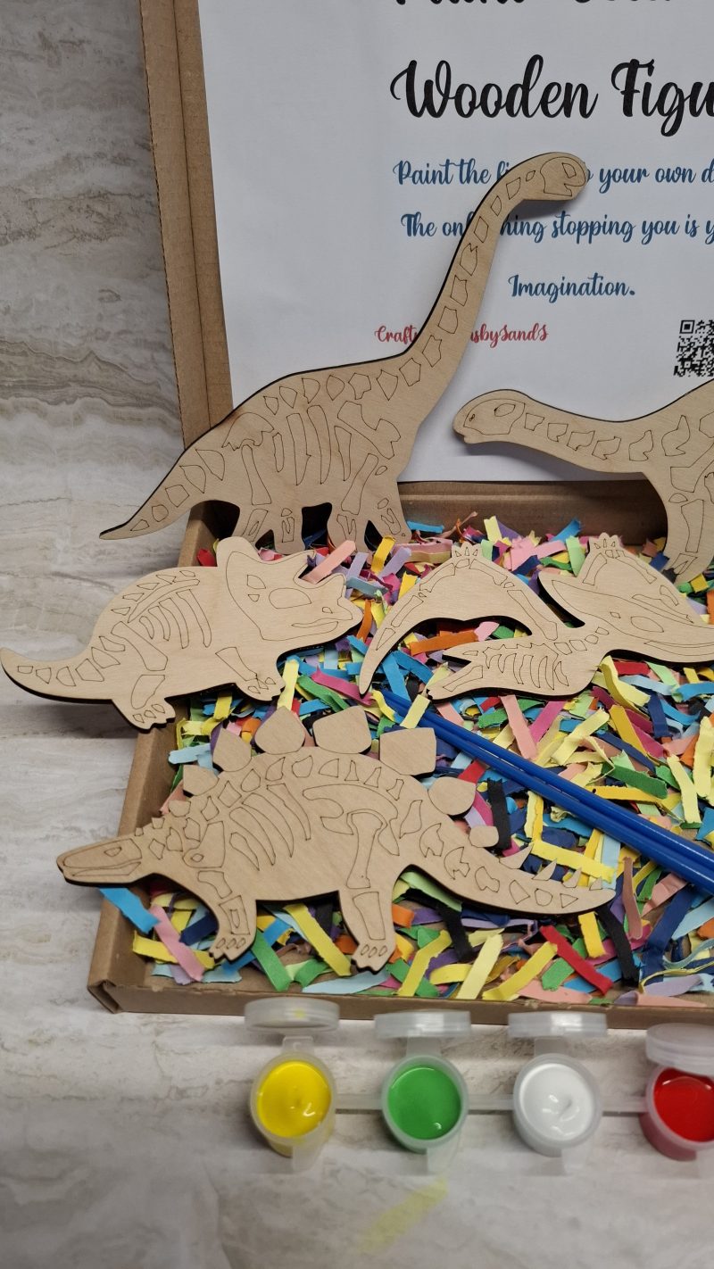 Wooden Dinosaur Craft Kit, Paint Your Own, DIY Painting, Wooden Cut-Outs