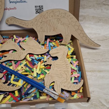 Wooden Dinosaur Craft Kit, Paint Your Own, DIY Painting, Wooden Cut-Outs