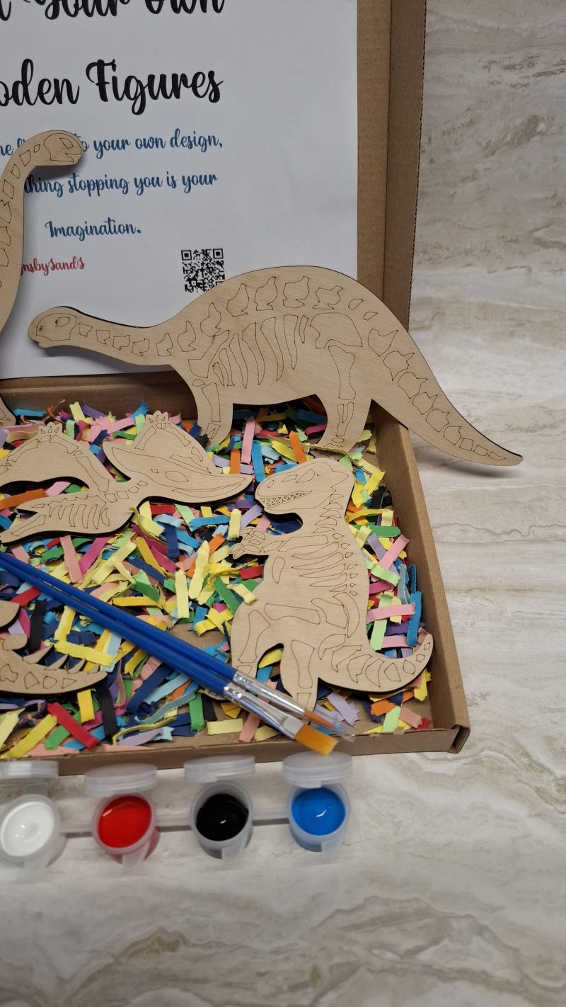 Wooden Dinosaur Craft Kit, Paint Your Own, DIY Painting, Wooden Cut-Outs