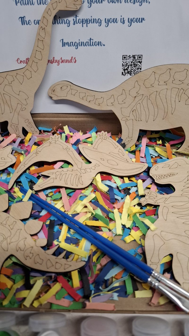 Wooden Dinosaur Craft Kit, Paint Your Own, DIY Painting, Wooden Cut-Outs