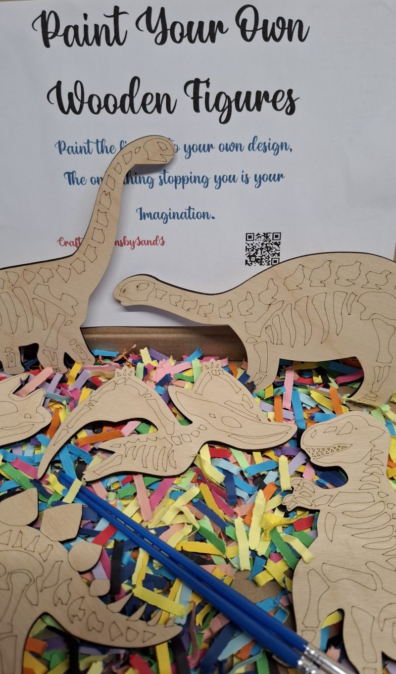 Wooden Dinosaur Craft Kit, Paint Your Own, DIY Painting, Wooden Cut-Outs