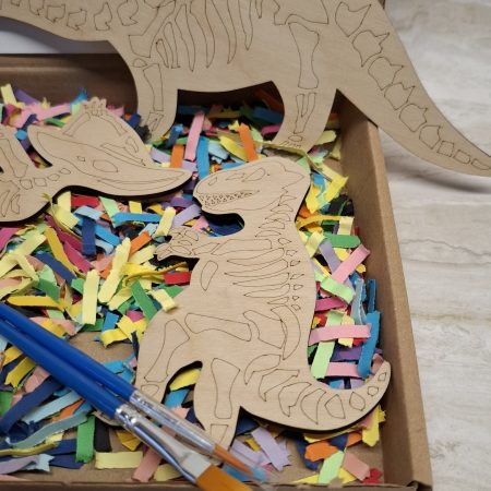 Wooden Dinosaur Craft Kit, Paint Your Own, DIY Painting, Wooden Cut-Outs