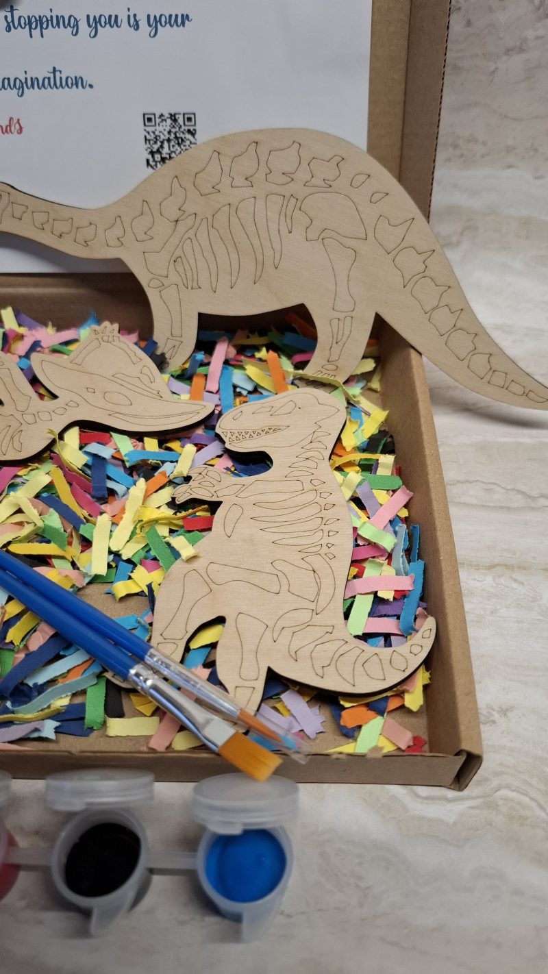 Wooden Dinosaur Craft Kit, Paint Your Own, DIY Painting, Wooden Cut-Outs
