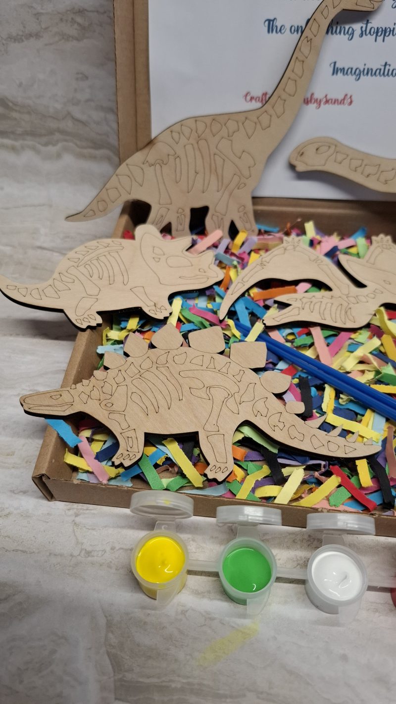Wooden Dinosaur Craft Kit, Paint Your Own, DIY Painting, Wooden Cut-Outs