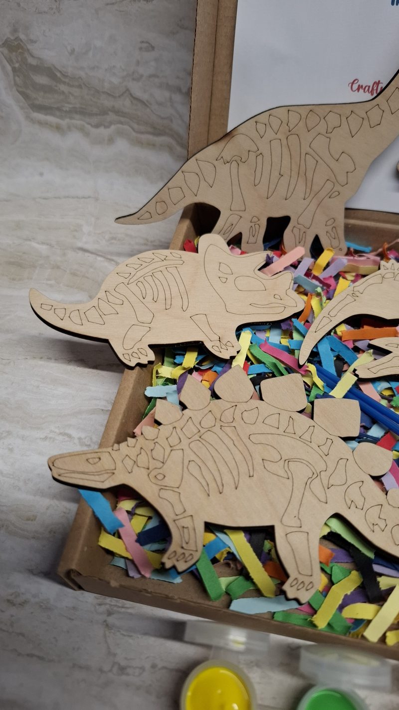 Wooden Dinosaur Craft Kit, Paint Your Own, DIY Painting, Wooden Cut-Outs