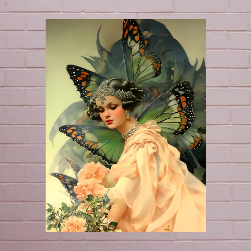 Butterfly Goddesses Print Set Aztec Mythology Art Canvas Print: A4/A3 1920’s Print Style: #2