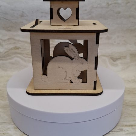 Personalised Rabbit Wooden Memorial Lantern – Engraved Pet Bereavement Keepsake